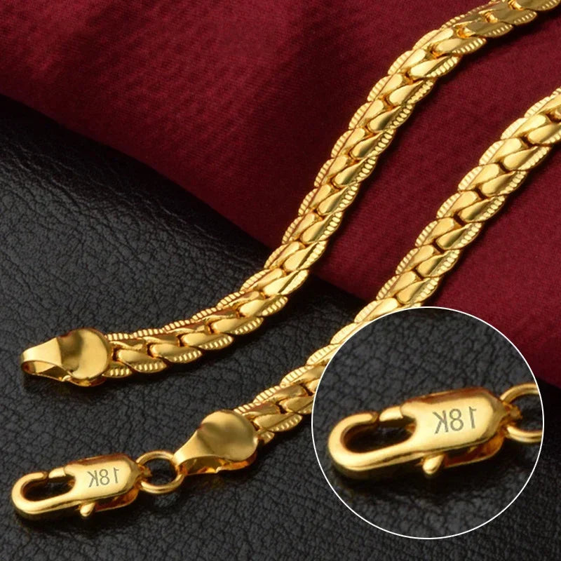 18K Gold Full Sideways Chain Necklace