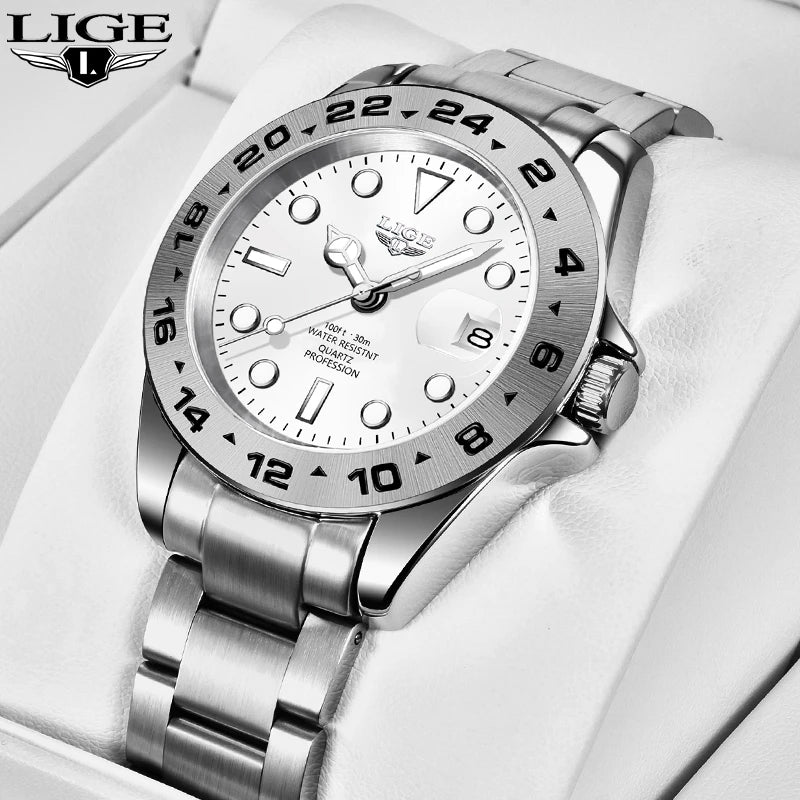 LIGE Steel Authority - Premium Business Waterproof Date Watch