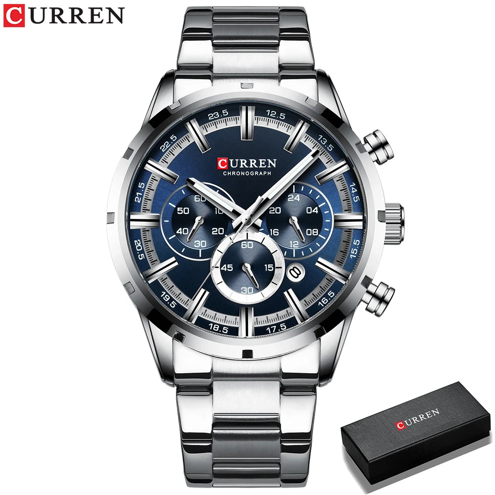 CURREN Men's Blue Dial Watch - Waterproof Stainless Steel Luxury Business Timepiece