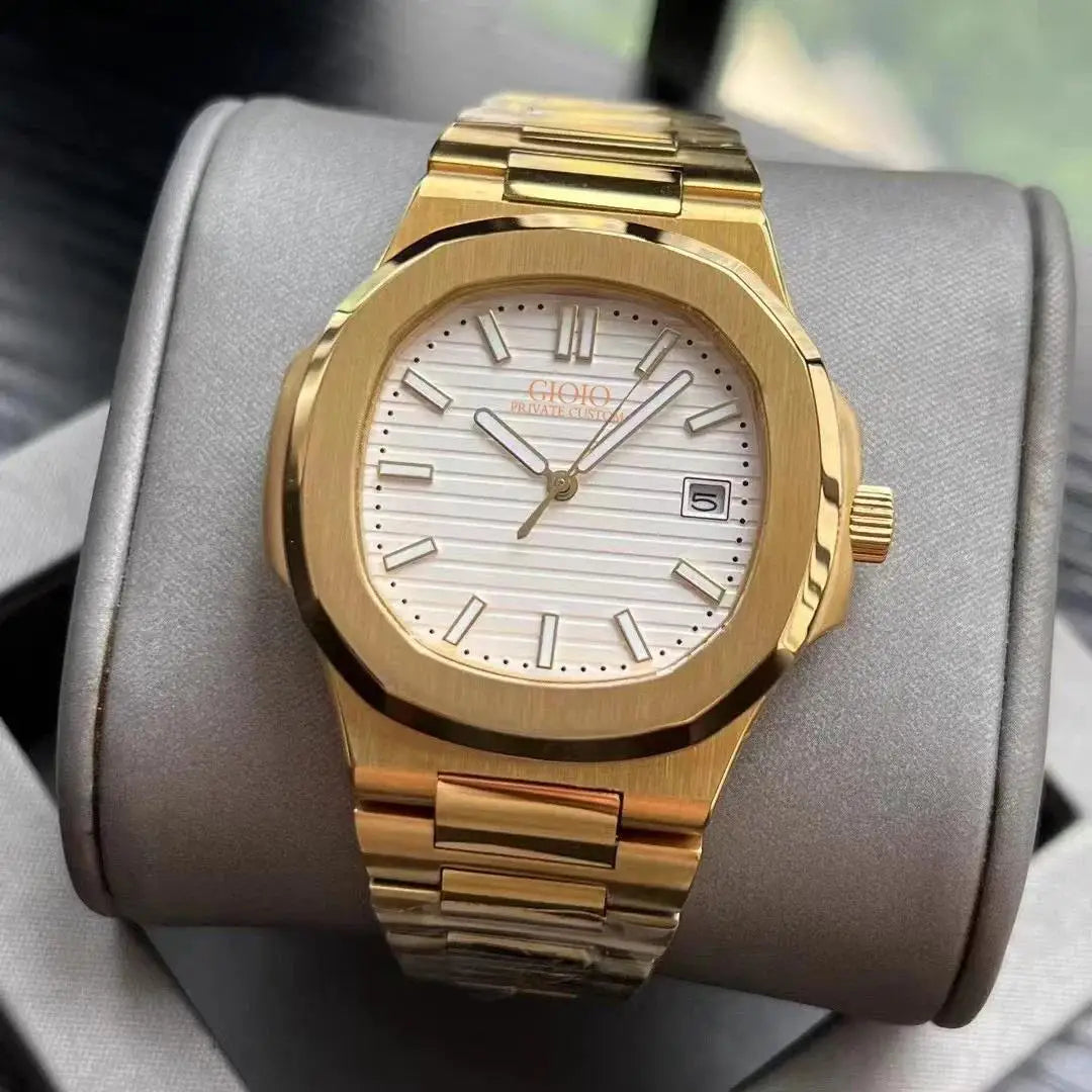 Luxury New Elegant Mens Automatic Mechanical Watch 5711 Simple 904L Stainless Steel Calendar Silver Yellow Gold Blue Green