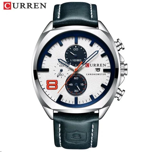 CURREN 8324 Men's Waterproof Sports Watch - Luxury Leather Military Casual Timepiece