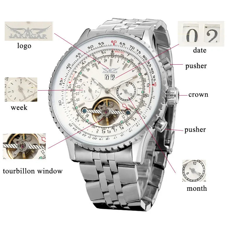 Jaragar Heritage 034 - Retro Blue Tourbillon Skeleton Automatic Watch