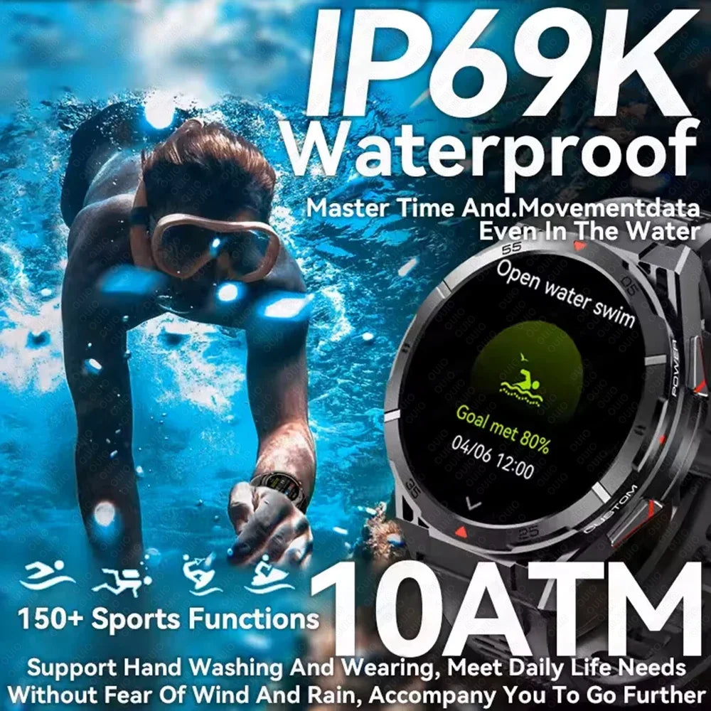 2025 New GPS Dual-Band satellite SmartWatch Men 1.43'' AMOLED Screen Compass Heart Rate BT Call IP69 10ATM Waterproof SmartWatch