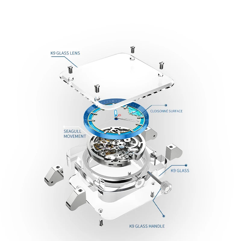 New Skeleton Men Pagani Design Automatic Watch Square Mechanical Watches for Mens Tourbilon Waterproof Wristwatches Reloj Hombre