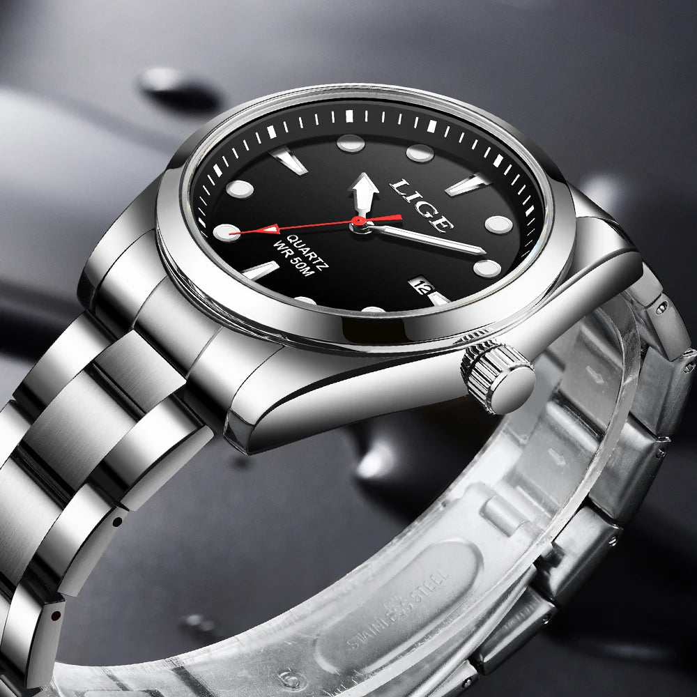 LIGE SlimTech Pro - Ultra-Thin 5ATM Waterproof Sport Chronograph