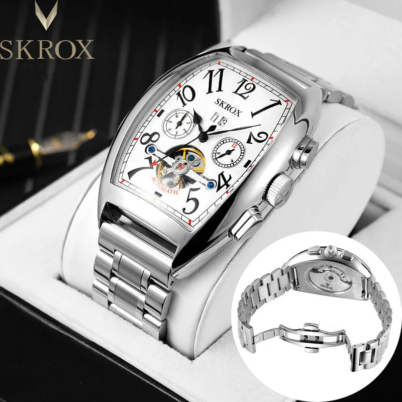 Original Tonneau Tourbillon Automatic Movement Man Watch Mechanical Male Wrist Watches Vintage Luxury Brands Clockwork
