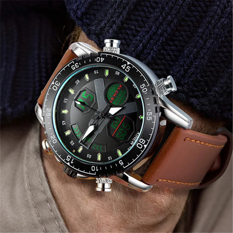 1pc / lot XINEW Brand Dual Time Watches For Men Fashion Casual Nylon Band Sports Military Digital Watch Black Montre Homme 2025