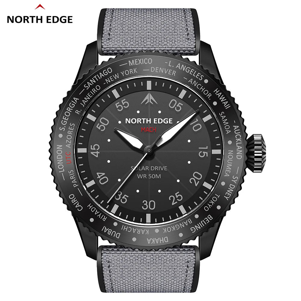 Outdoor Sports Electronic Watch Pointer Solar Charging Watch Luminous Waterproof Long Battery Life Light Driven Round Watch