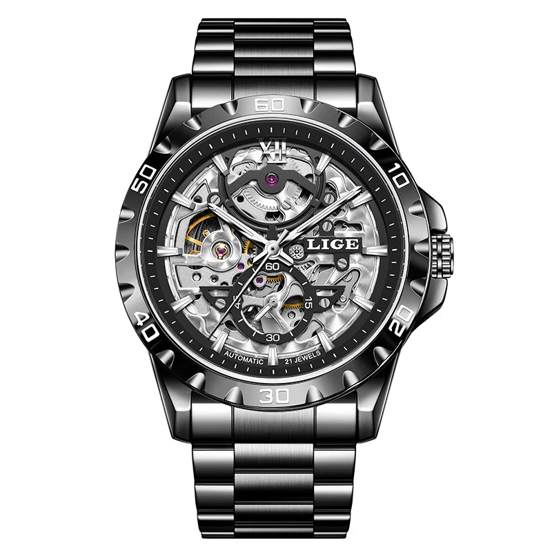 2025 LIGE New Automatic Watches Men Fashion Sports Luxury Mens Watch Waterproof Luminous Tourbillon Mechanical Wristwatch Reloj