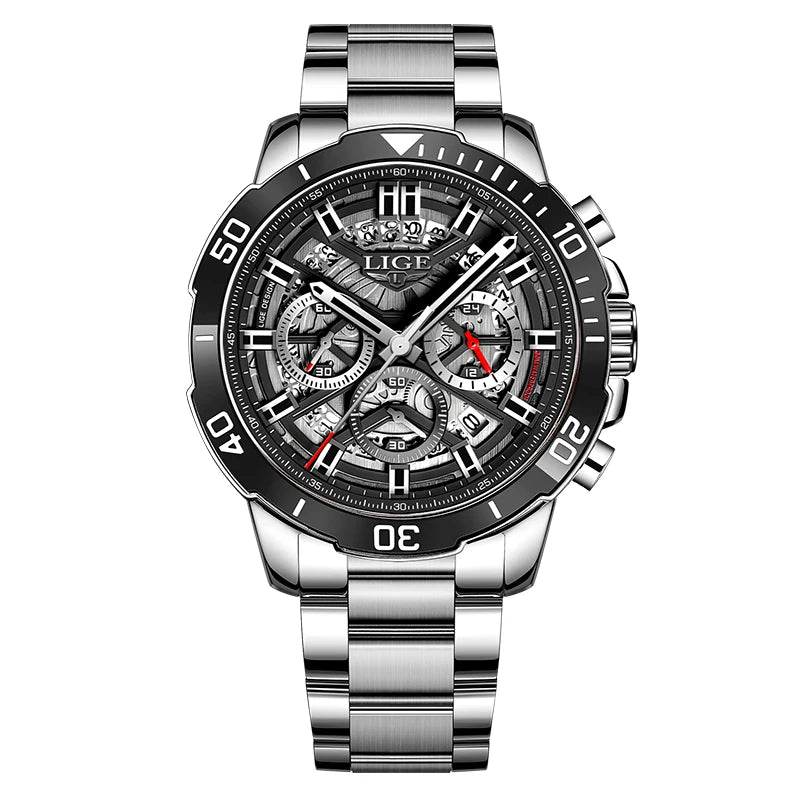 LIGE 2024 Fashion Watches Men Top Brand Business Luxury Mens Watch Sport Waterproof Chronograph Quartz Wristwatches Reloj Hombre