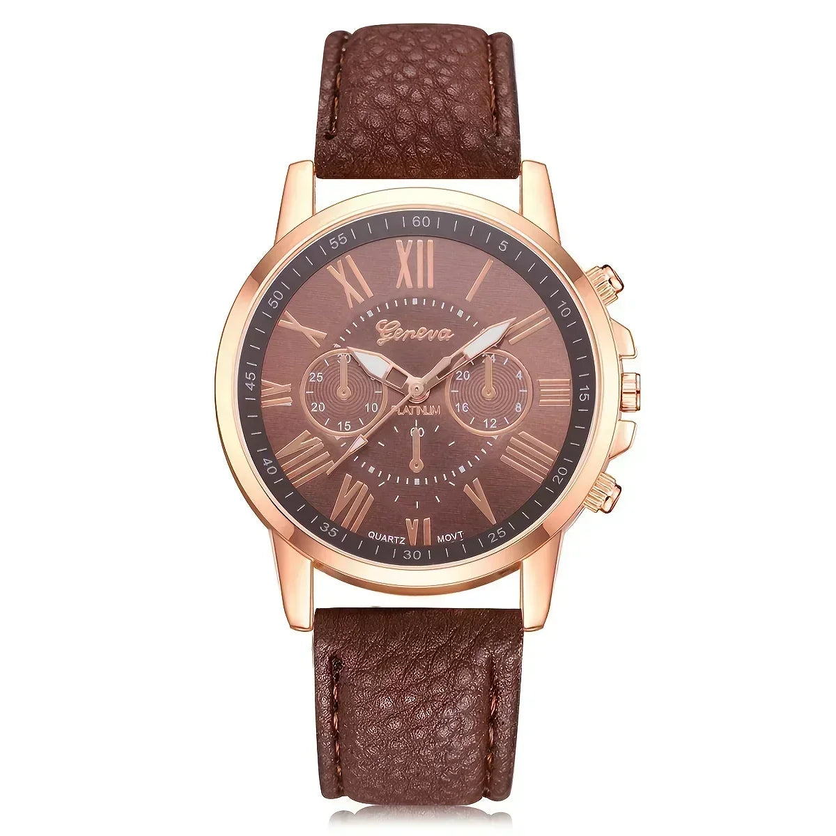 Elegant Women's Quartz Watch with Roman Numerals and Pointer