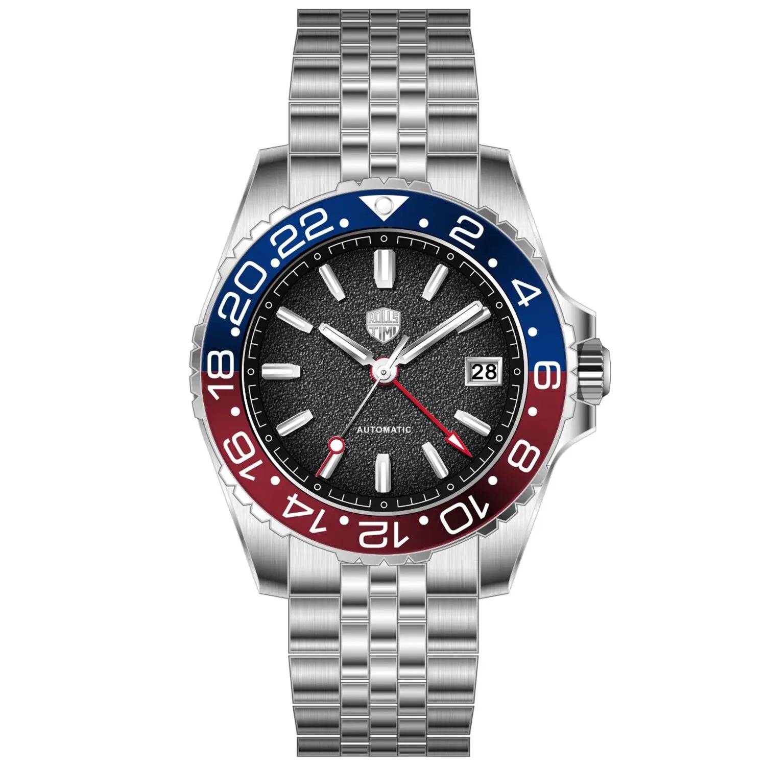 2025 New GMT Men's Watches RollsTimi Automatic Watch For Man NH34 Mechanical Wristwatches AR Sapphire Mirror Luminous Waterproof
