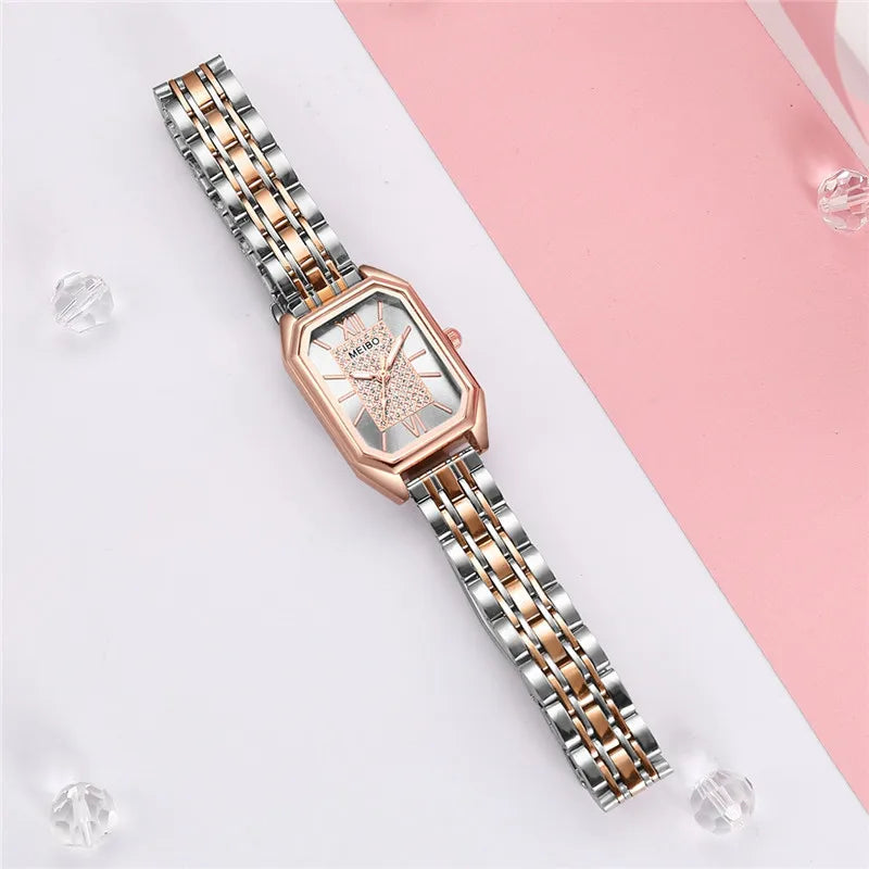 Women Luxury Famous Brand Watches Womens Stainless Steel Rectangle Quartz Watch For Women Fashion Dress Watches Relogio Feminino