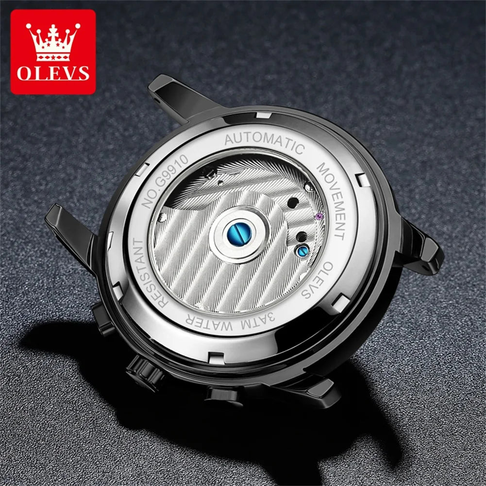 OLEVS Original brand Skeleton Men Watch Luxury Automatic Mechanical watches for man Waterproof Skeleton Luminous reloj hombre