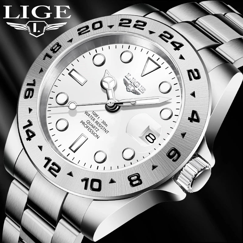 LIGE Steel Authority - Premium Business Waterproof Date Watch