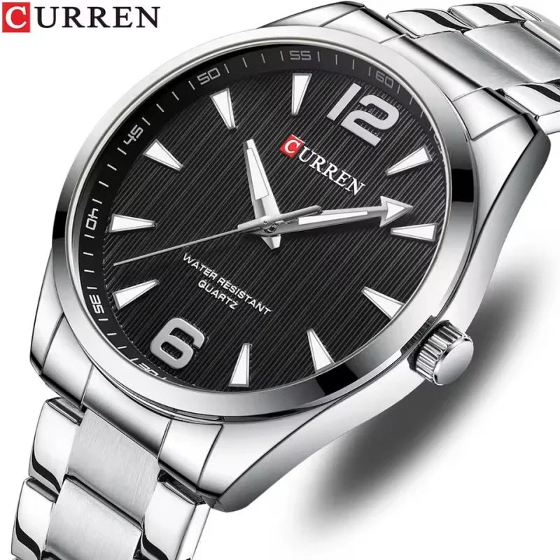 CURREN 8434 Men's Luxury Watch - Luminous Hands Stainless Steel Business