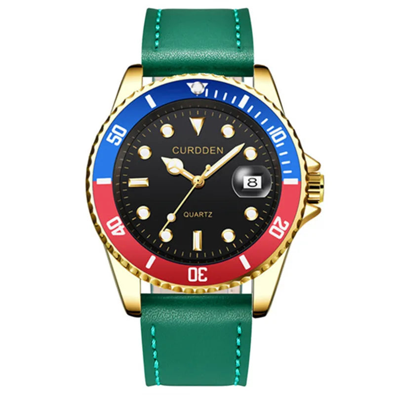 CURDDEN Men's Automatic Mechanical Watch - Vintage Black Leather Luxury Timepiece