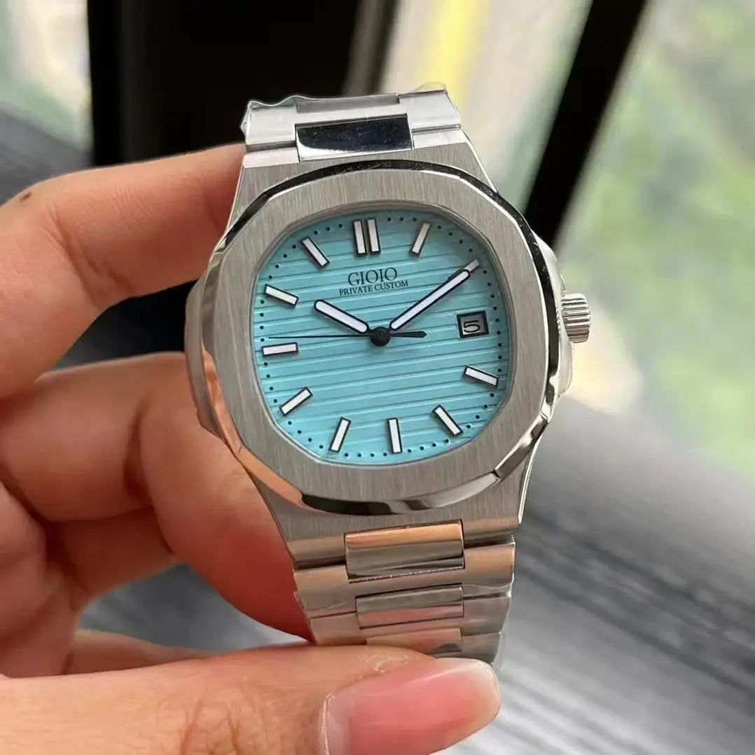 Luxury New Elegant Mens Automatic Mechanical Watch 5711 Simple 904L Stainless Steel Calendar Silver Yellow Gold Blue Green