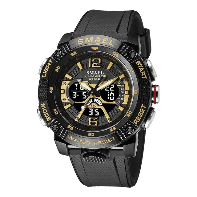 2023 New Sport Watches Men SMAEL Waterproof Analog Digital Quartz Wristwatches Male Fashion Stopwatch Alarm Clock 8058 Man Watch