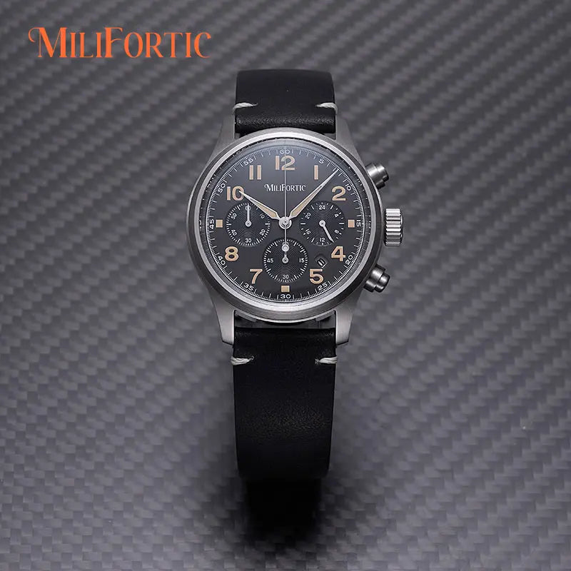 MF Solar Chronograph M069 39mm Military Style Calendar VS75 Stainless Steel Case Wristwatches