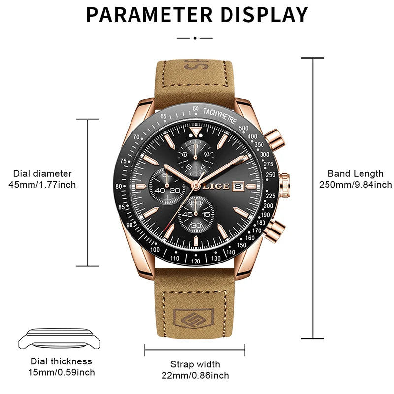 LIGE Sovereign 2025 - Elite Business Steel Quartz Timepiece