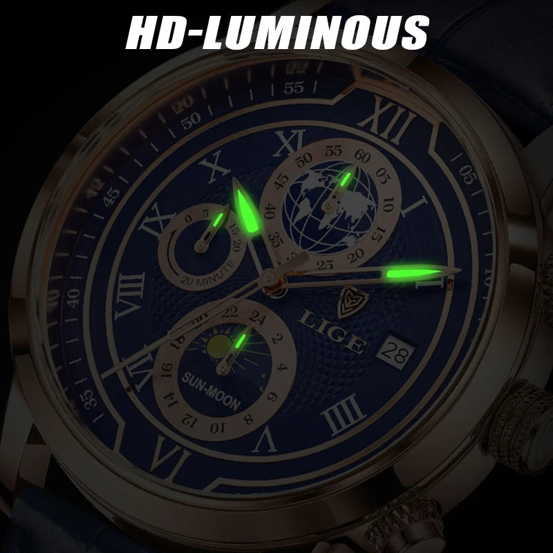 LIGE VersaLux Elite - Luxury Sport-Business Hybrid Chronograph