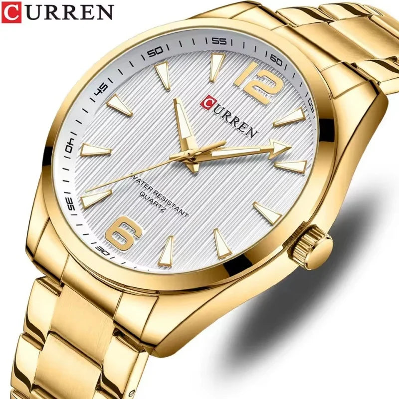 CURREN 8434 Men's Luxury Watch - Luminous Hands Stainless Steel Business