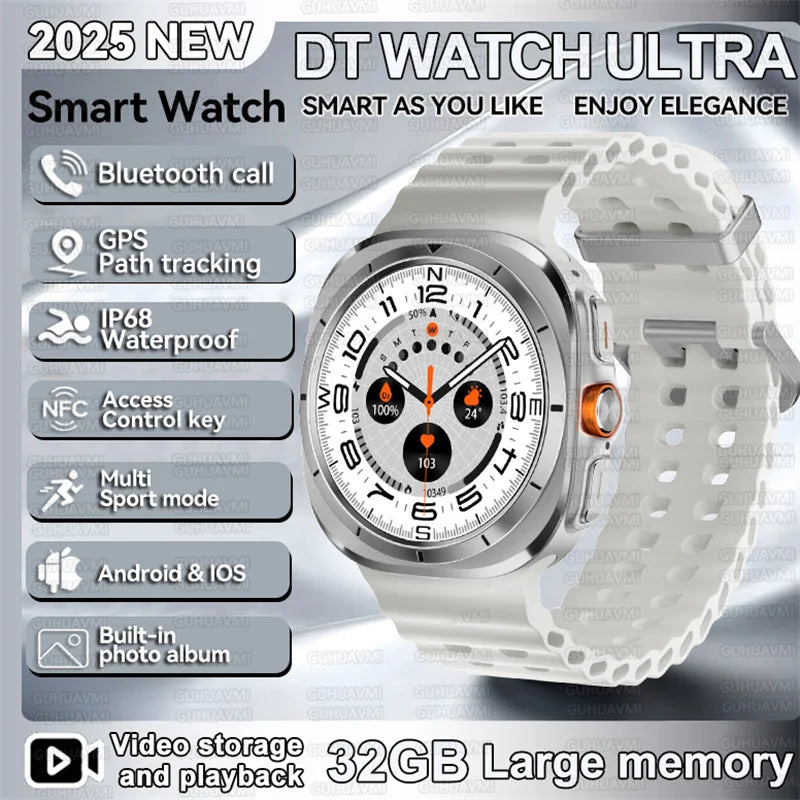 2025 New DT Watch UItra 7 32Gb Large memory AMOLED MP4 Video NFC Men Women HD Bluetooth Call Compass Fitness GPS Tracker Watch