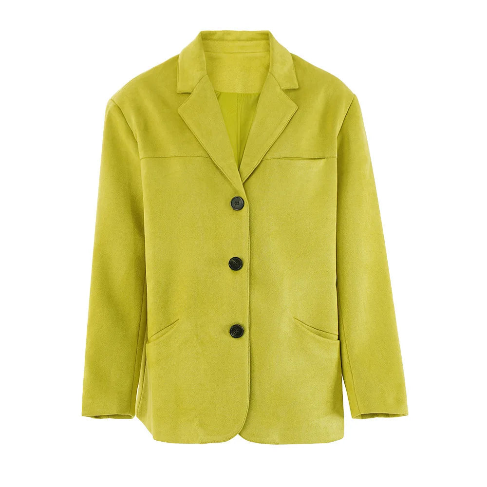 TWOTWINSTYLE Solid Patchwork Button Blazers For Women Lapel Long Sleeve Temperament Loose Coats Female Fashion Style Fashion New