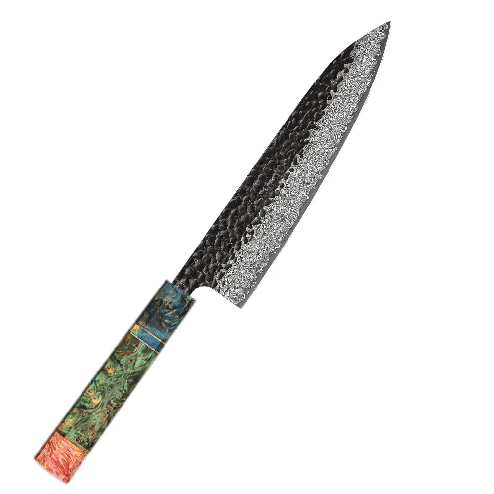 Japanese Kitchen Knife Set Handmade Forged Damascus Steel Santoku Custom 8 inch Chef Knife