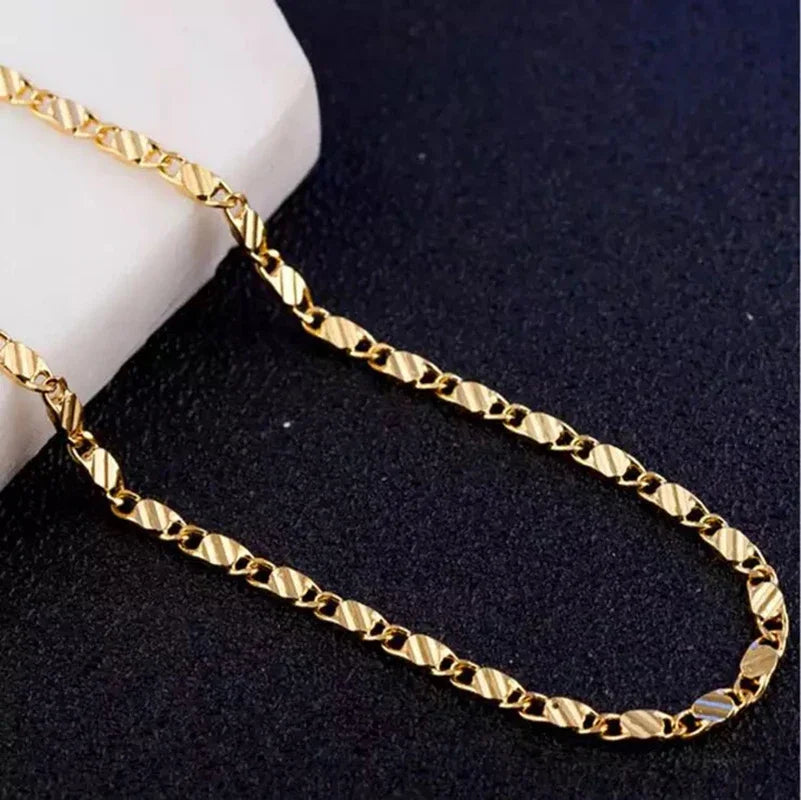18K Gold Sideways Chain Necklace