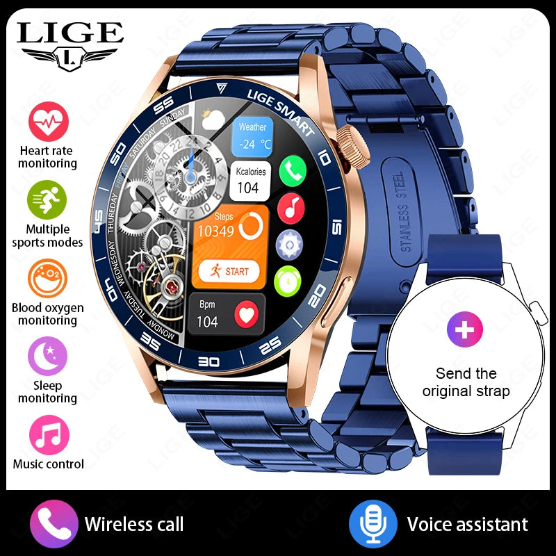 LIGE VoiceLink 2025 - Voice Calling HD Smartwatch IP68 Waterproof