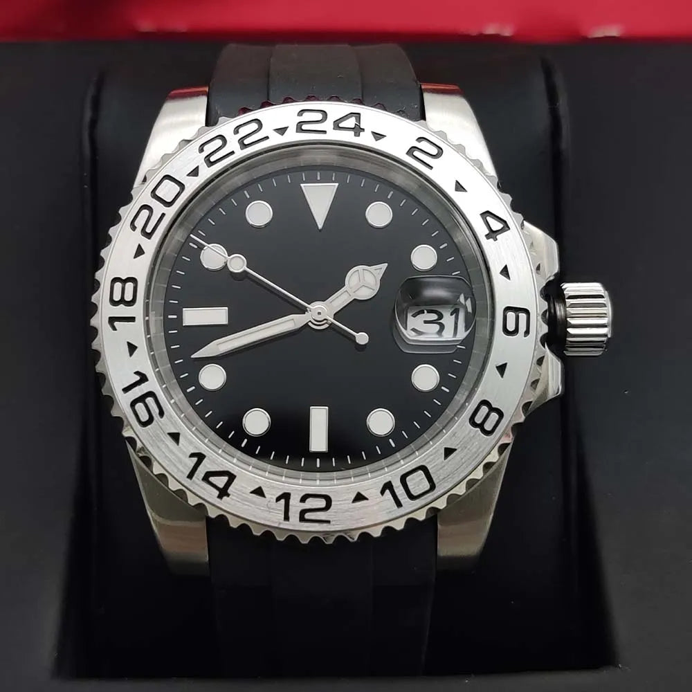 40MM Fashion Watch NH35 Movement Perpetual Calendar Waterproof Luminous Automatic Mechanical Watch Sapphire Glass Rubber Strap