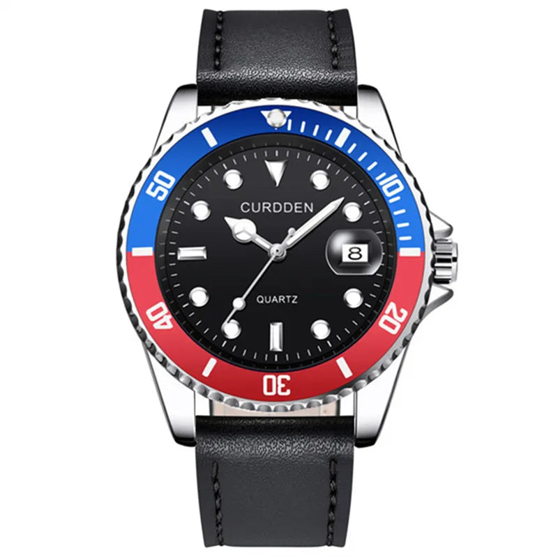 CURDDEN Men's Automatic Mechanical Watch - Vintage Black Leather Luxury Timepiece