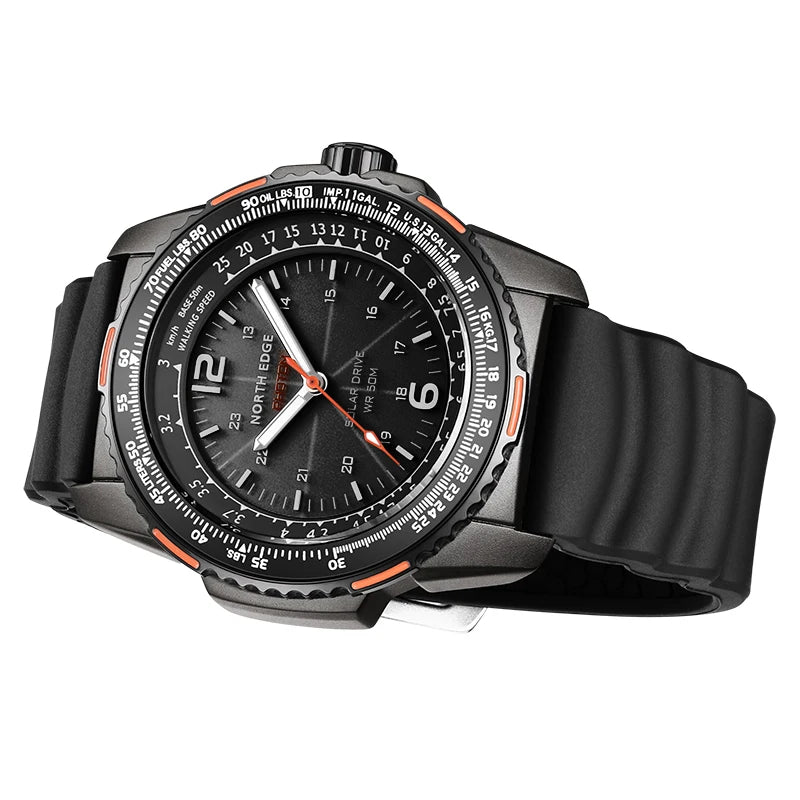 Outdoor Men's Solar Watch Luminous Rotating Bezel Full Metal Dial Business Fashion Outdoor Extra Long Standby Gift