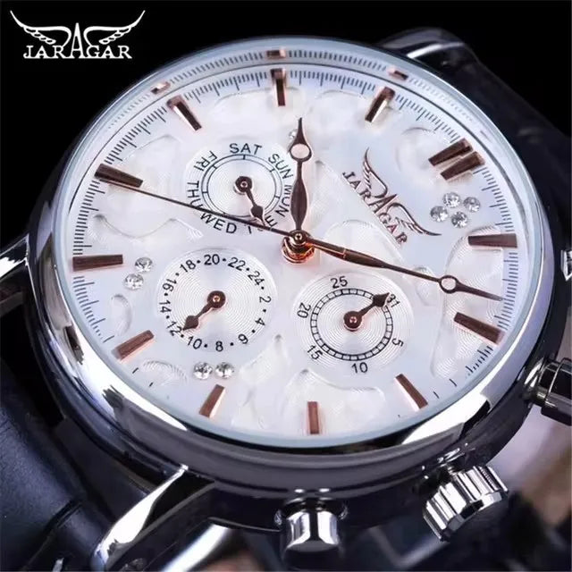 JARAGAR 348 Sports Automatic Mechanical Watch - Retro Week Date Display Men's Timepiece