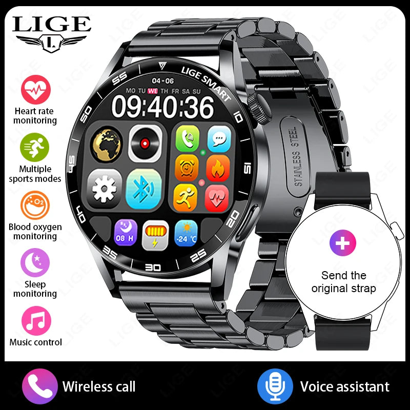 LIGE VoiceLink 2025 - Voice Calling HD Smartwatch IP68 Waterproof
