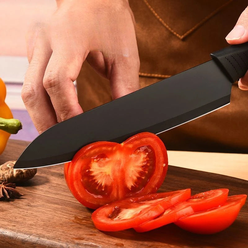 Kitchen Knife Set Chef Knife Black Steel Vegetable Knife Black Fruit Knife Household Kitchen Knife Black Blade