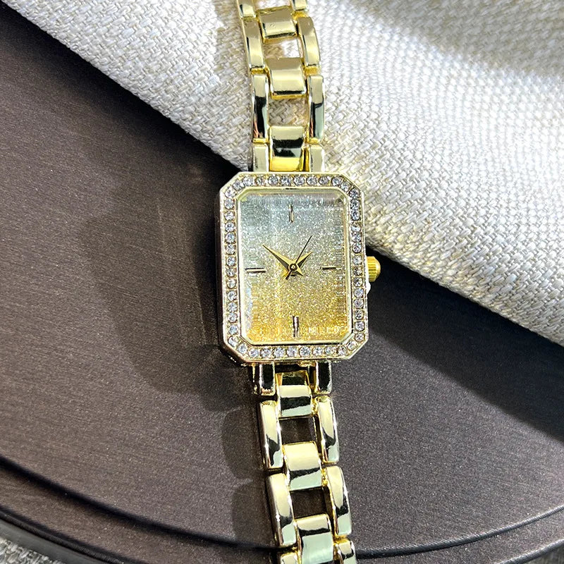 Luxury Crystal Elegant Watches For Women Gold Bracelet Jewelry Quartz Wristwatch New Fashion Retro Original Ladies Watch
