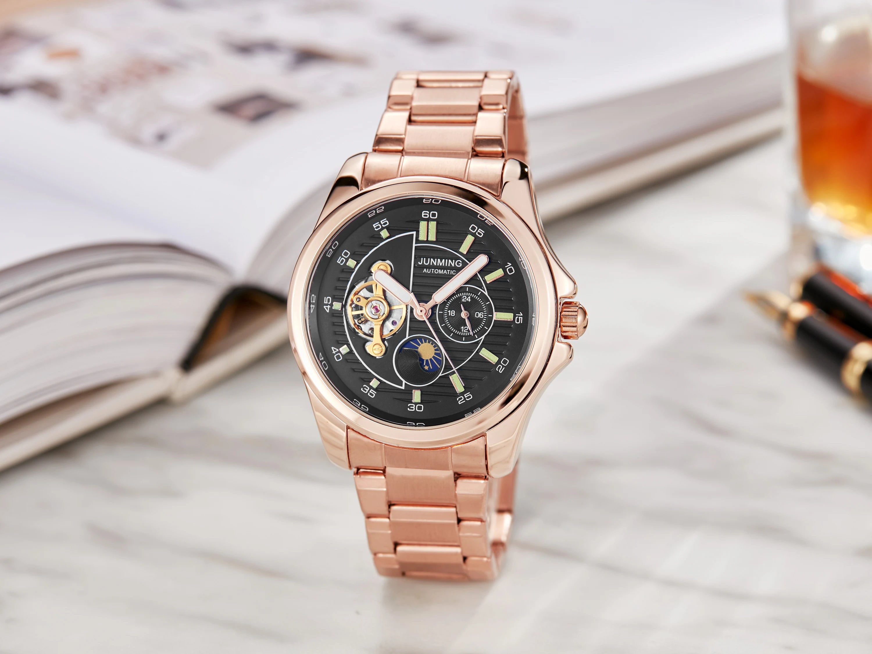 Skeleton Mechanical Watch Men's Top Brand Luxury Automatic Wristwatch Stainless Steel Band Sports Waterproof Male Reloj Gifts