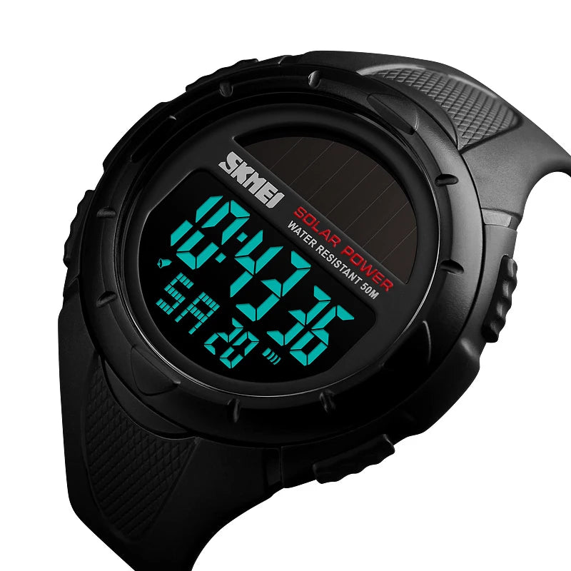 SKMEI Sport Digital Wristwatches Mens Luminous Watches Solar For Power Enviormentally Alarm Male Clock reloj hombre