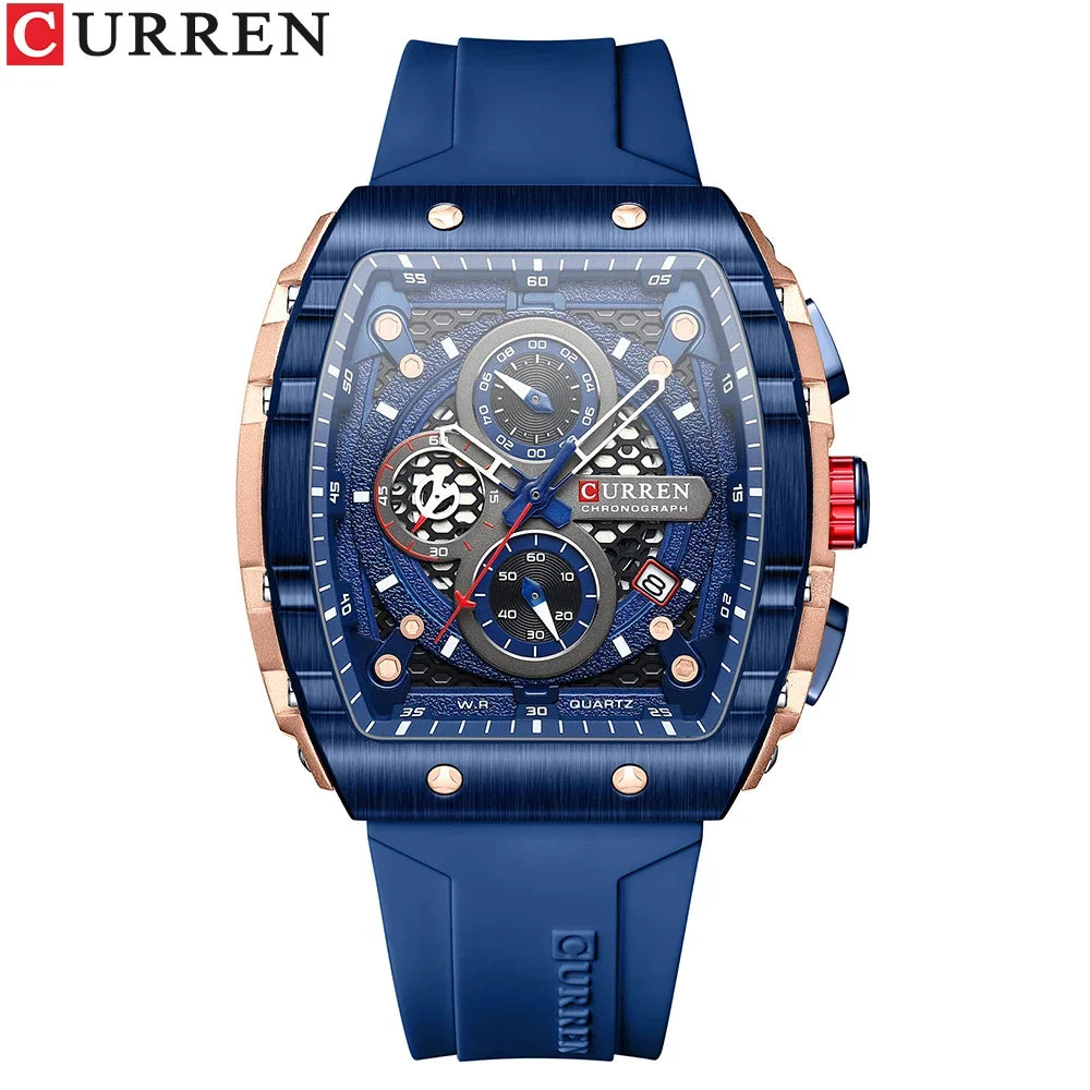 CURREN Men's Luxury Square Chronograph Watch - Waterproof Luminous Quartz
