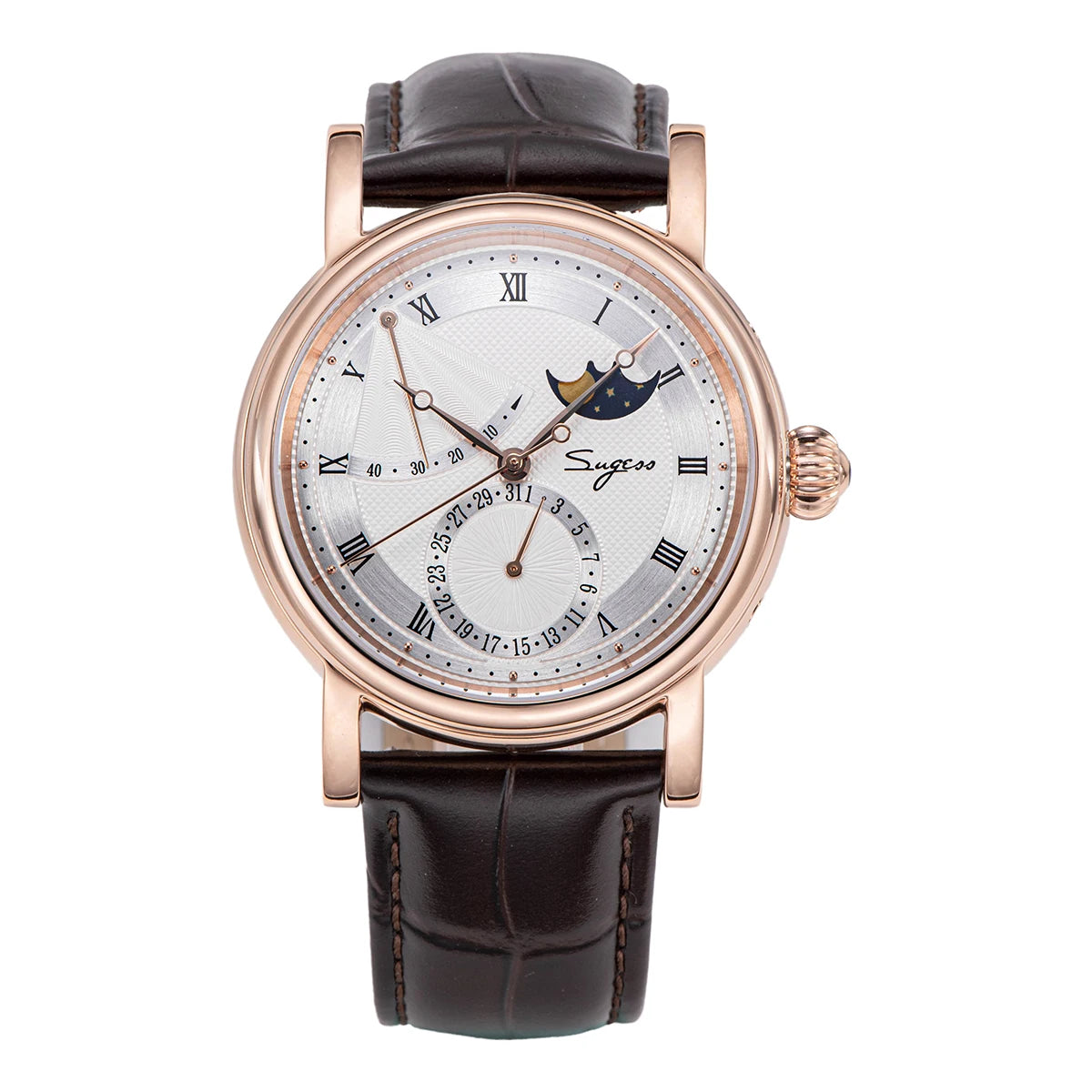 Sugess Moonphase Men's Watch Automatic Mechanical Watches for Tianjin Movement Sapphire Glass Water Resistant Wristwatches New