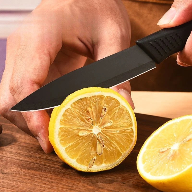 Kitchen Knife Set Chef Knife Black Steel Vegetable Knife Black Fruit Knife Household Kitchen Knife Black Blade