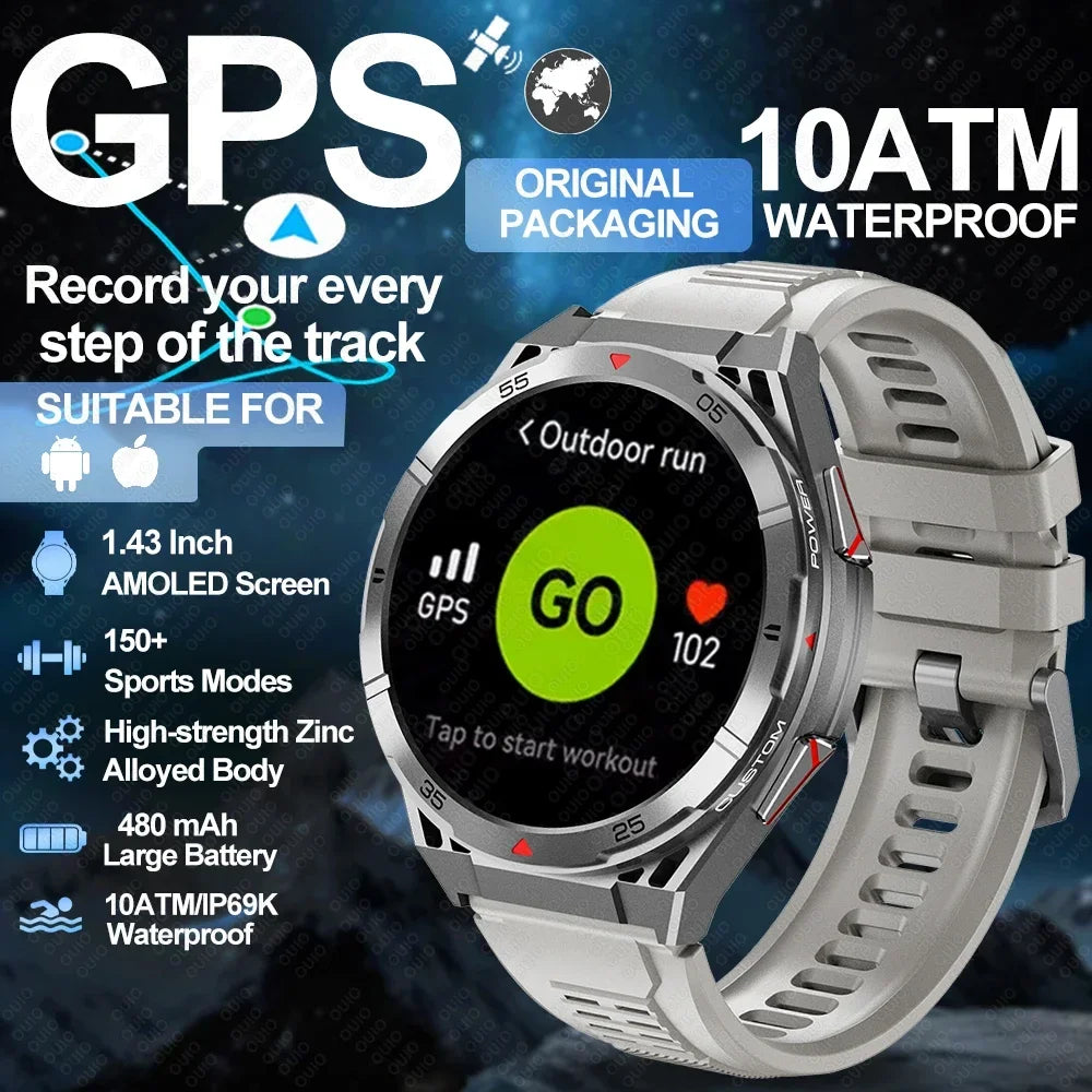 2025 New GPS Dual-Band satellite SmartWatch Men 1.43'' AMOLED Screen Compass Heart Rate BT Call IP69 10ATM Waterproof SmartWatch