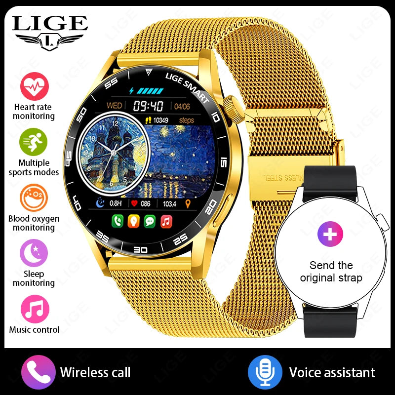 LIGE VoiceLink 2025 - Voice Calling HD Smartwatch IP68 Waterproof
