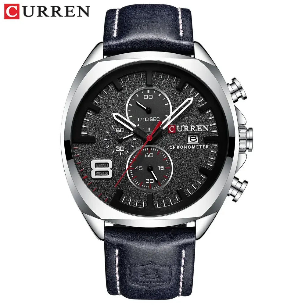 CURREN 8324 Men's Waterproof Sports Watch - Luxury Leather Military Casual Timepiece