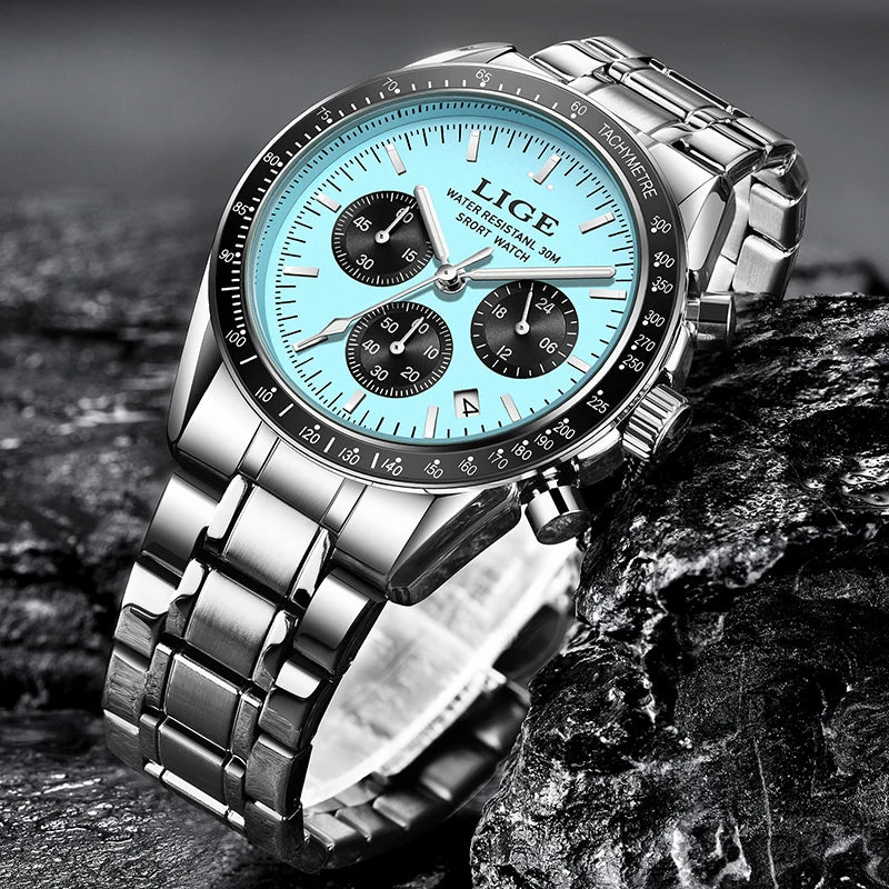 LIGE Titanium Pro - Full Steel Waterproof Business Chronograph