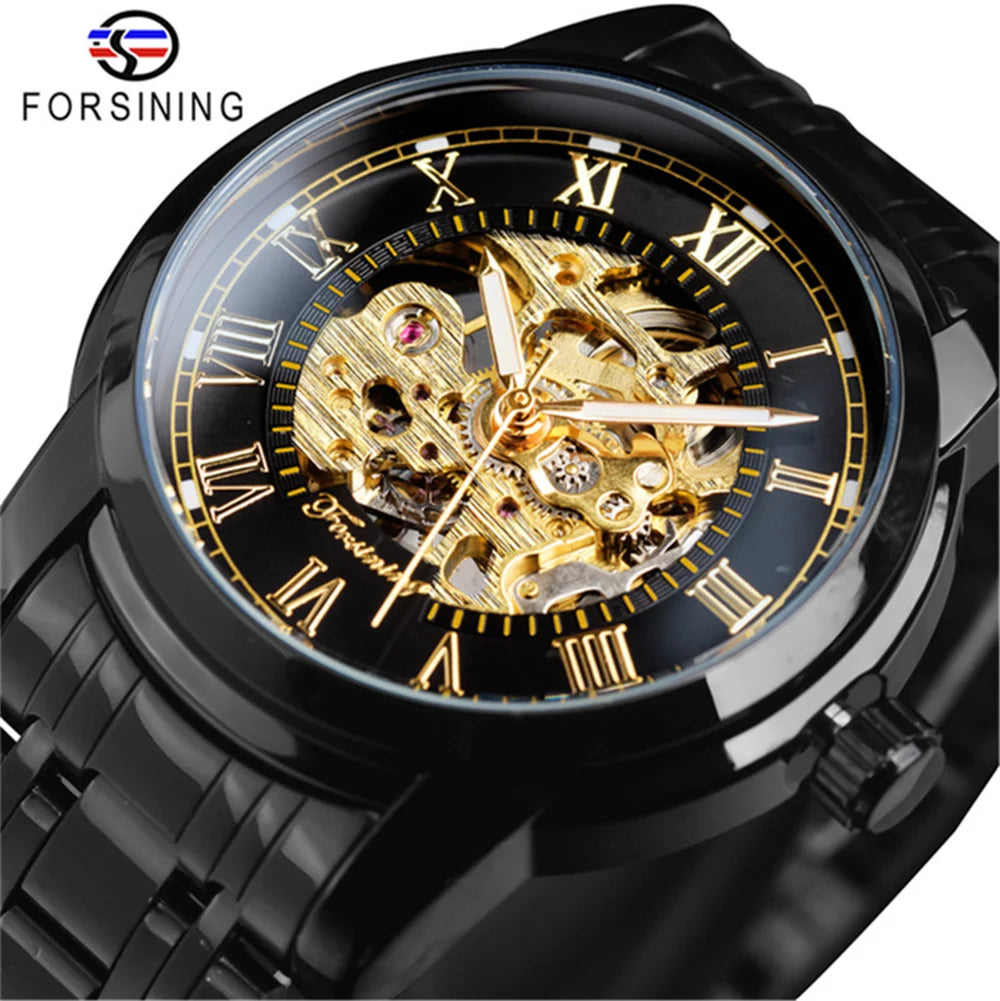 FORSINING 349 Premium Manual Mechanical Watch - Luxury Hollow Skeleton Business Timepiece