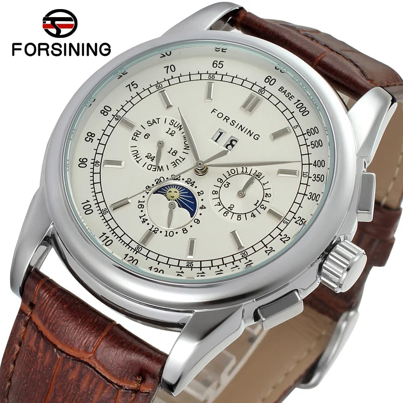 2024New Replica Moon Phase Multifunctional Automatic Man Watch Mechanical Waterproof Leather High-End Luxury Elegant Wrist Clock
